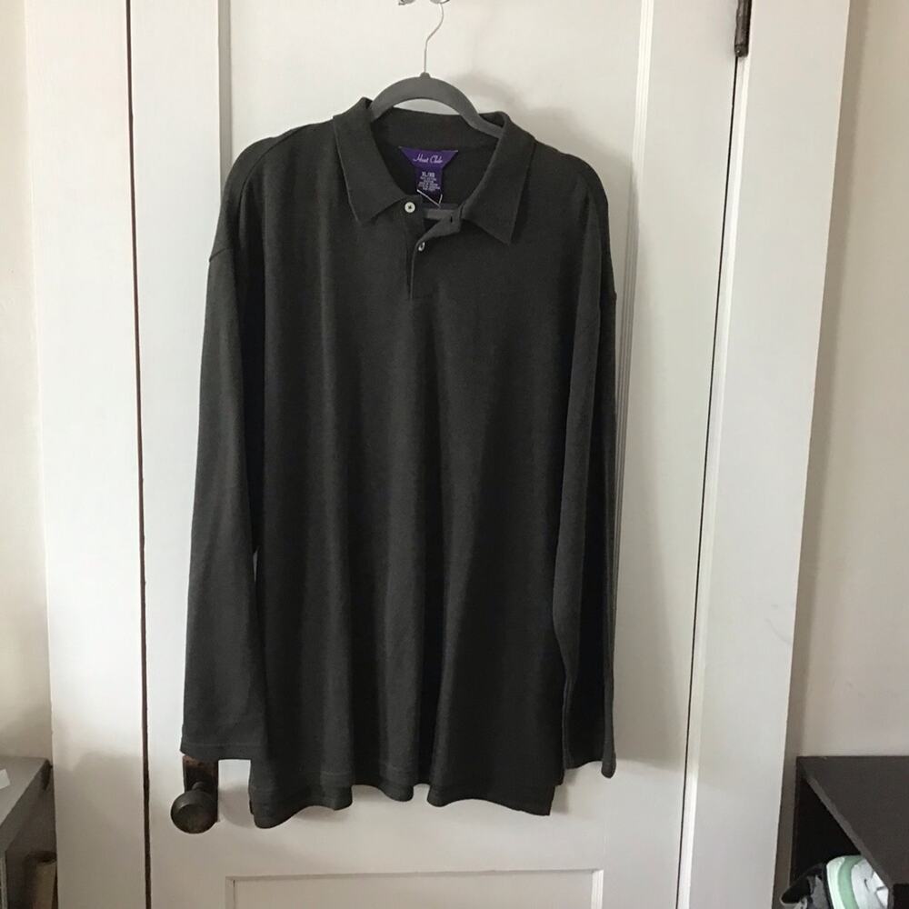 NWT Hunt Club 100% Cotton Long Sleeve Deep Olive Green polo XL Dead-stock